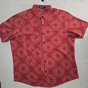 Vibrant Red Sunburst Men's Shirt by VatPave